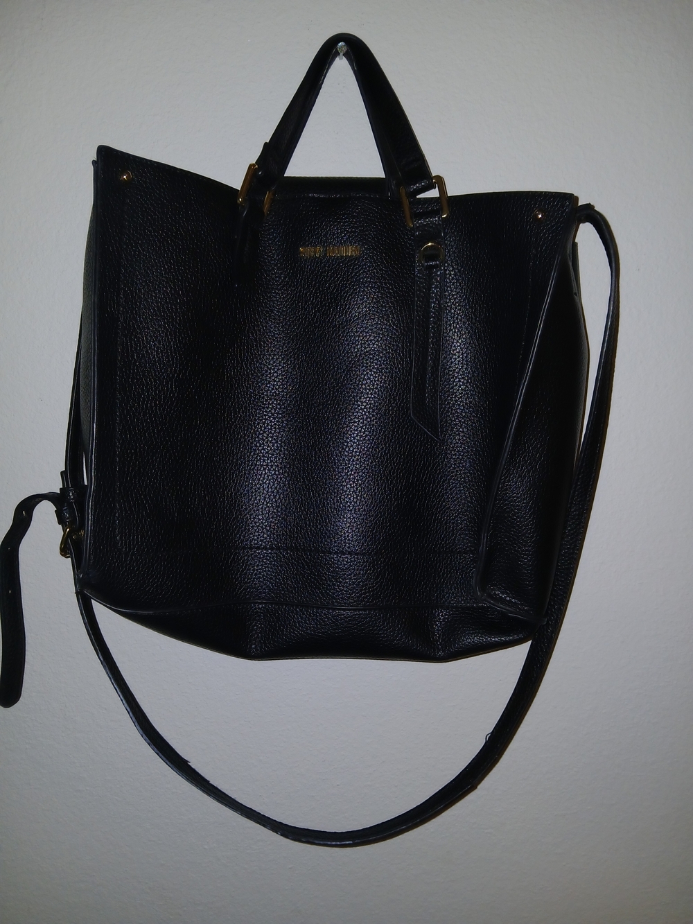 Steve Madden Black Pebbled Leather Tote